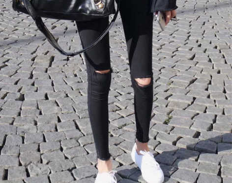 破洞牛仔裤女春季2019新款韩版九分裤高腰...