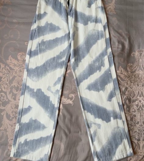 欧美扎染牛仔裤女春夏季设计感小众高腰甜辣风...