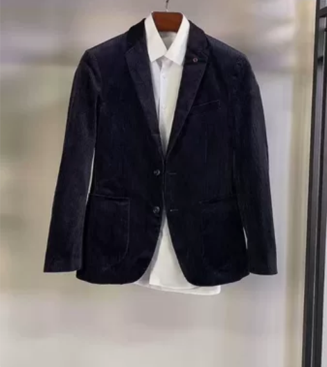 h男士灯芯绒西服 货号S15-9藏青／牛仔...