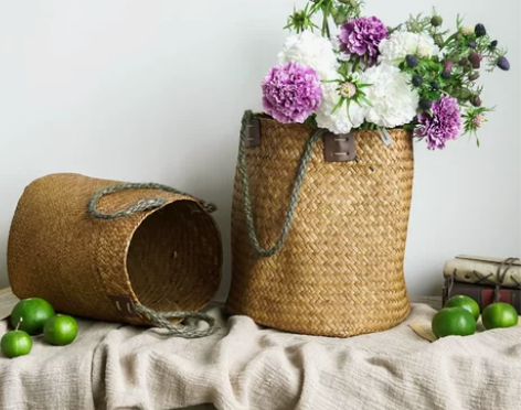 ?【七夕价】左岸麦田 伊恩手工草编花篮编织...