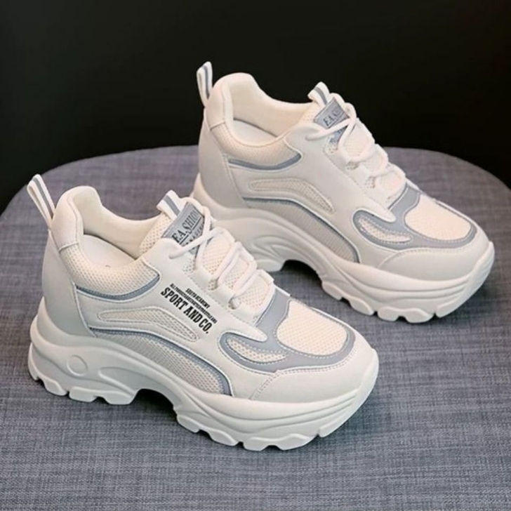 内增高女鞋夏厚底增高小白鞋百搭休闲鞋网面老...