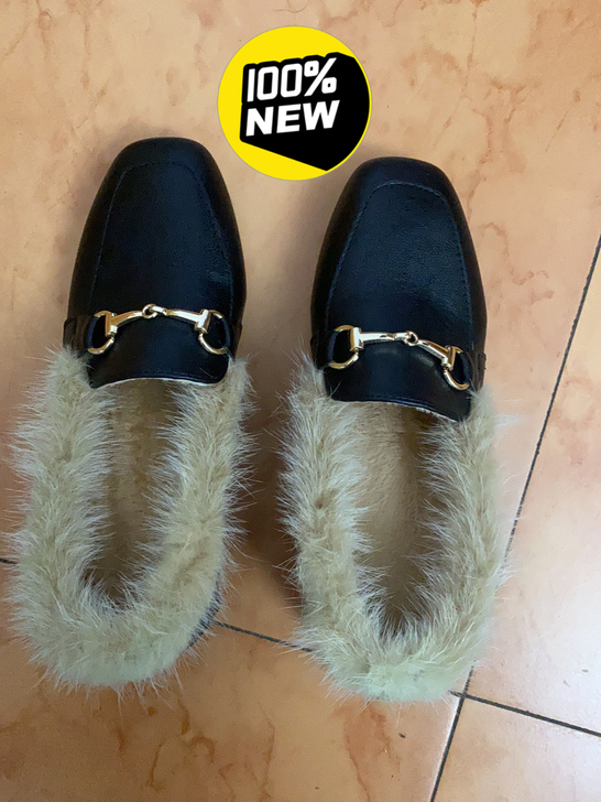 水貂毛加绒豆豆鞋跟高3.5cm,36码,码...