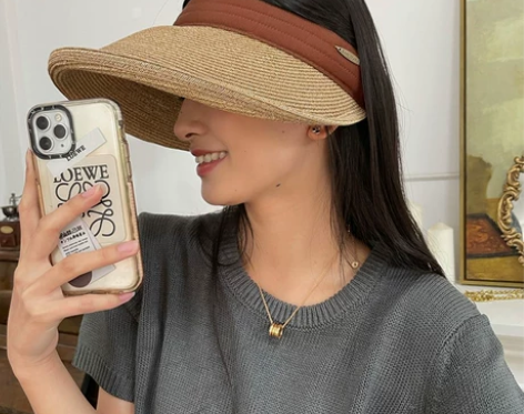 大檐空顶帽遮阳帽女夏日本UV防晒遮脸防紫外...