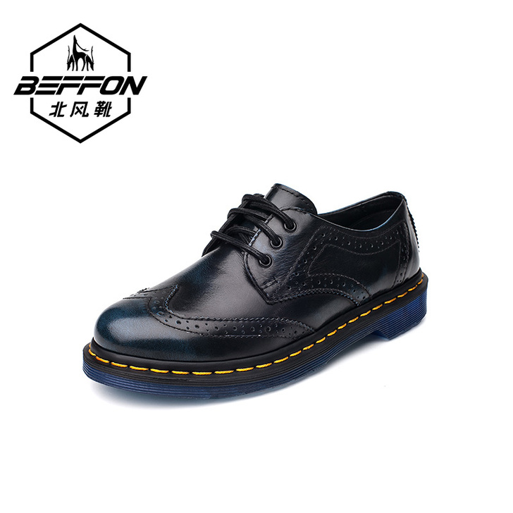BEFFON布洛克雕花小皮鞋男女同款英伦复...