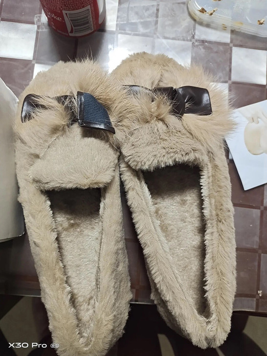 豆豆鞋女秋冬加绒一脚蹬网红真毛毛棉鞋女外穿