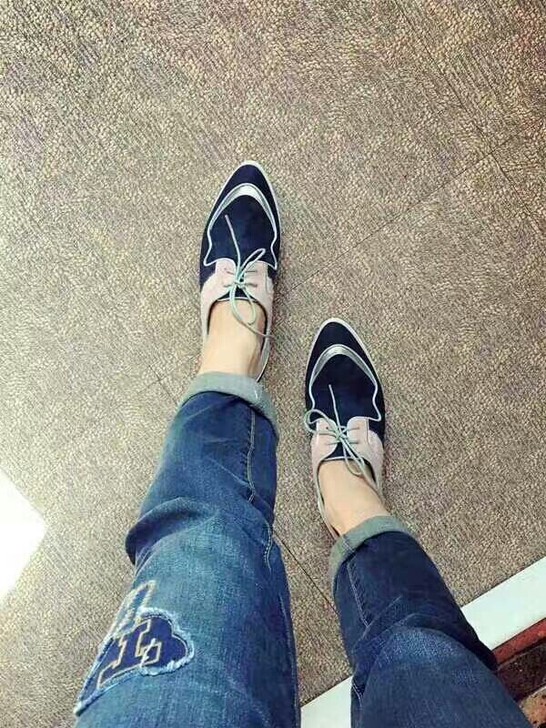 全新羊绒皮 尖头 真皮 布洛克34码 小码鞋