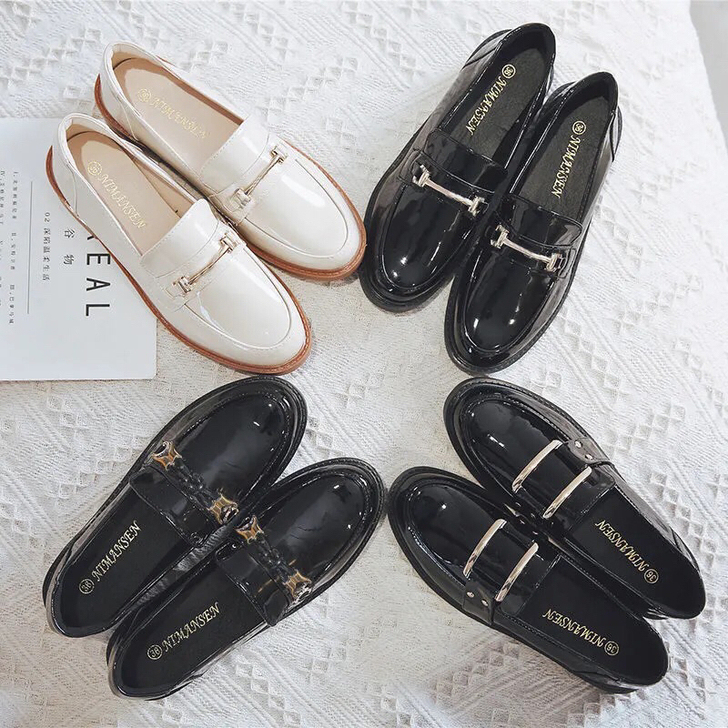 真皮单鞋女2021秋季百搭小皮鞋新款鞋子英...