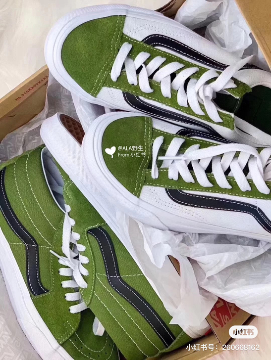 vans牛油果绿色40号 没刷 图上展示了