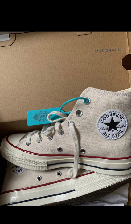 匡威白色高帮1970s帆布鞋 37码 实拍...