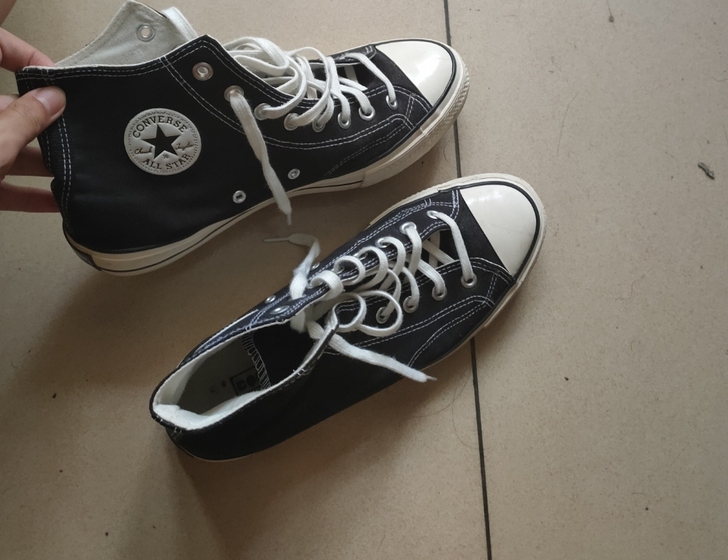 44码黑色高帮匡威帆布鞋