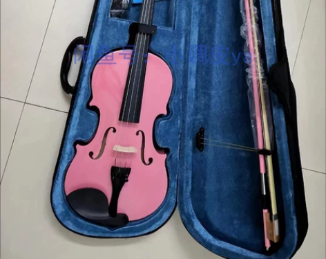粉色手工小提琴便宜出小提琴送全套小提琴初学...