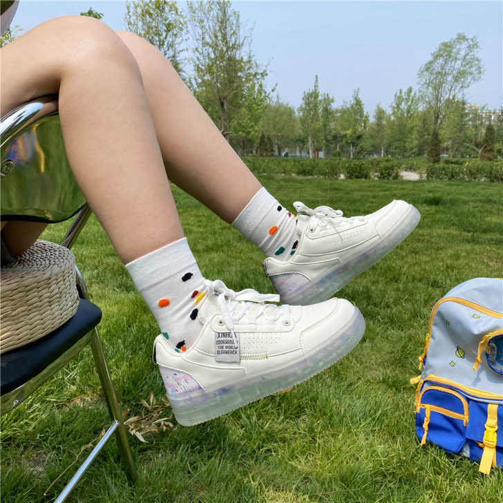 易少年 果冻底透明ins超火百搭仙女小白鞋...