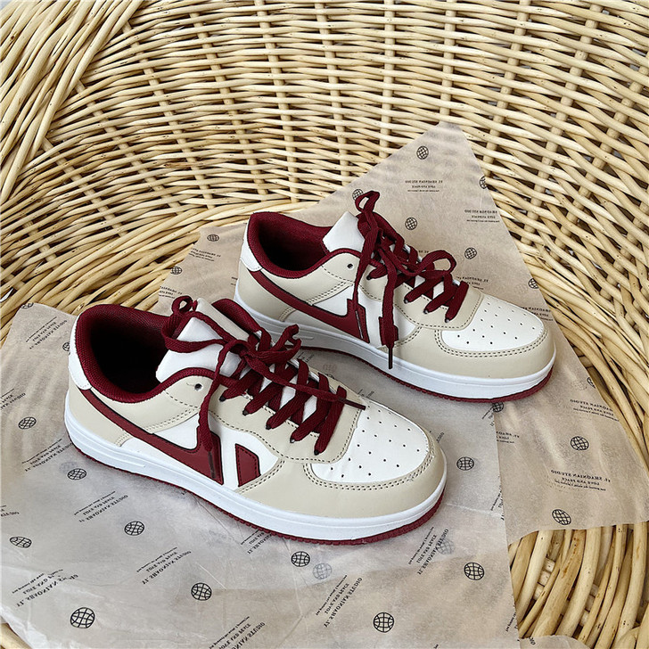 日系拼色板鞋女chic港风运动鞋ins超火...