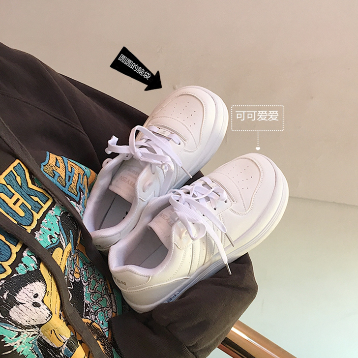 日系chic圆头小白鞋少女可爱大头鞋丑萌学...