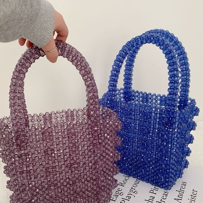 【易然】小众设计满天星串珠包手工编织包di...