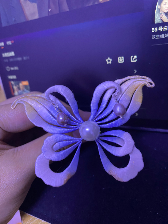 蚕丝线软簪!蝴蝶一只,银杏一对!苹果原相机...