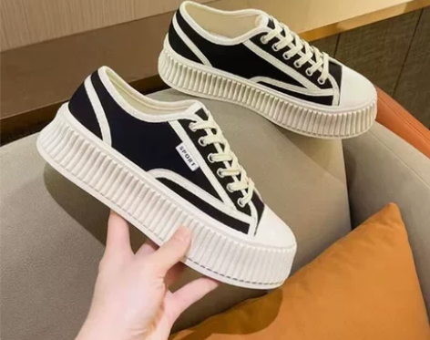 【清仓捡漏】帆布鞋女厚底饼干鞋2022年新...