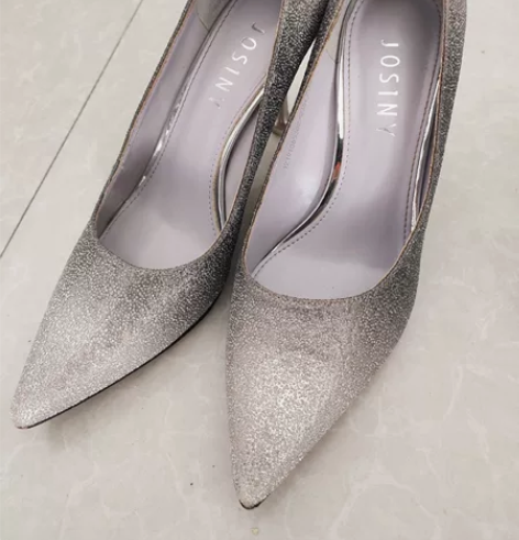 卓诗尼秋季新款尖头高跟鞋女细跟单鞋女亮片,...