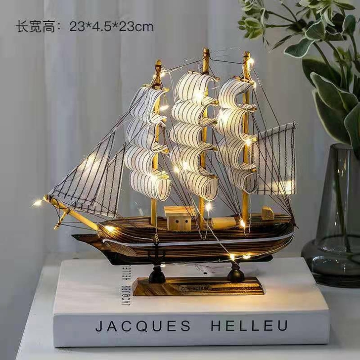 一帆风顺帆船模型摆件客厅房间柜装饰品生日礼...