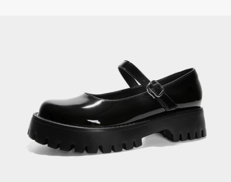 半曲黑色玛丽珍鞋夏厚底小皮鞋日系女jk 2...