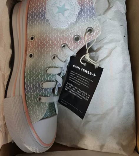 匡威新款系带Allstar厚底松糕渐变七彩...