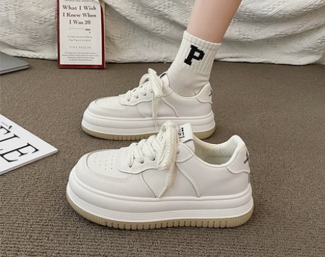 爆款小白鞋女2022年秋冬新款厚底加绒棉鞋...