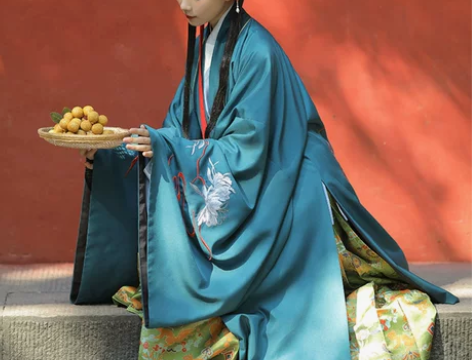 兰若庭 汉服 乘黄 明制 披风 绣花 大袖...