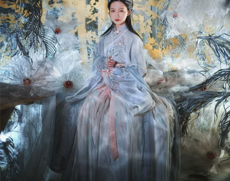 出   都城南庄 汉服晚宁月 全套M 下裙...