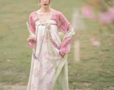 唐制汉服女夏季薄款坦领上衣一片式齐胸破裙