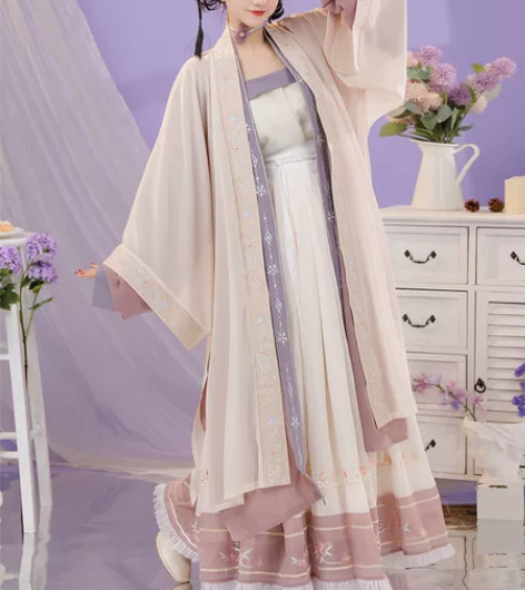 清梳原创芳华宋制汉服女长褙子对襟长衫吊带薄...