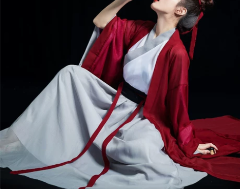 ?洛苓 汉服女侠客中国风原创交领魏晋红色齐...