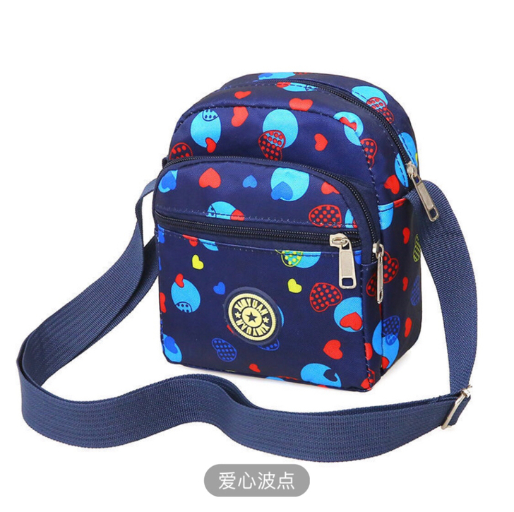 多层实用印花尼龙女包休闲单肩斜挎包休闲小方...