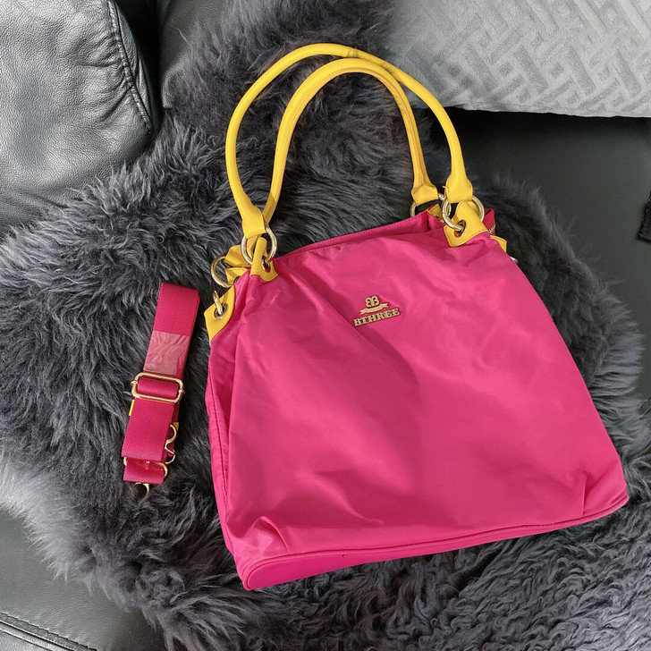 碧瑟瑞粉色尼龙单肩包挎包手提包 多分层轻便...