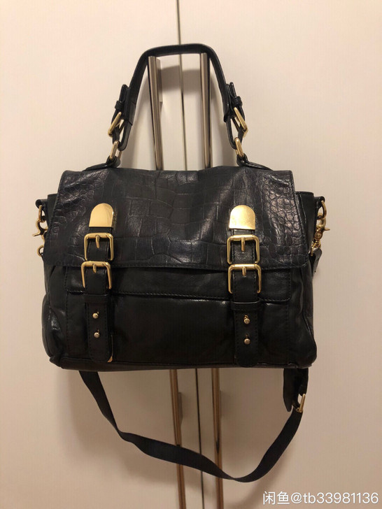 嘉里奥GILLlVO黑色真皮（牛皮）斜挎手...