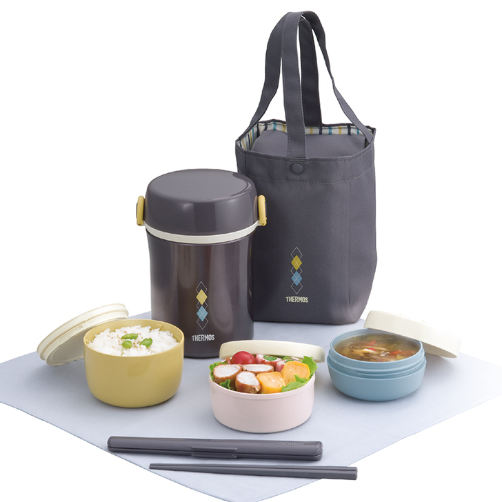 膳魔师不锈钢保温饭盒分层便携提手款保温桶附...