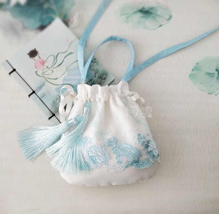 手工蕾丝小布包中国古风汉服小荷包流苏斜挎手...