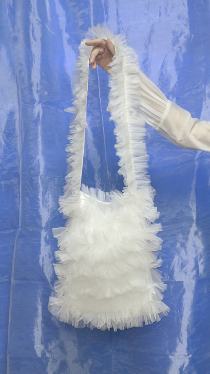 百搭超仙纯白蕾丝花边花椒原创手作蛋糕包斜挎...