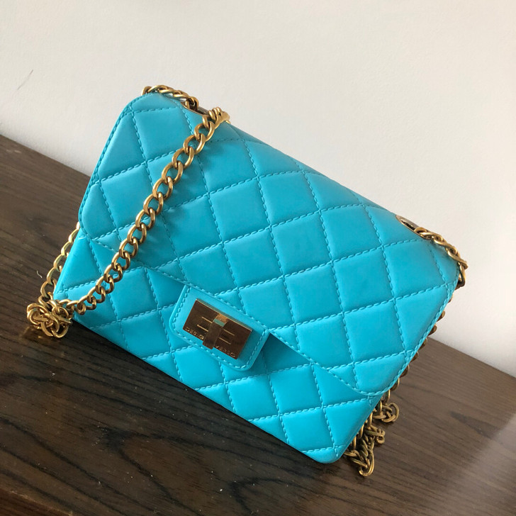 designinverso单肩斜挎蓝色果冻包