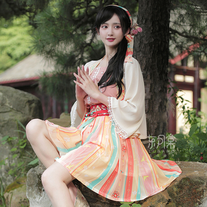 东月棠宋制汉元素汉服可甜可盐短裙子女夏套装...