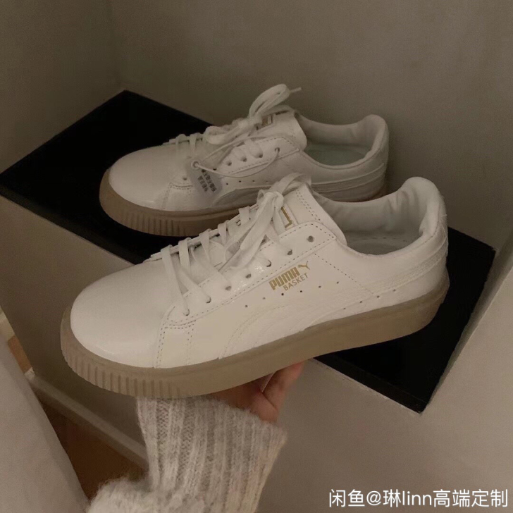 【 彪马漆皮鞋 】温柔牛奶白 漆牛皮 全套...