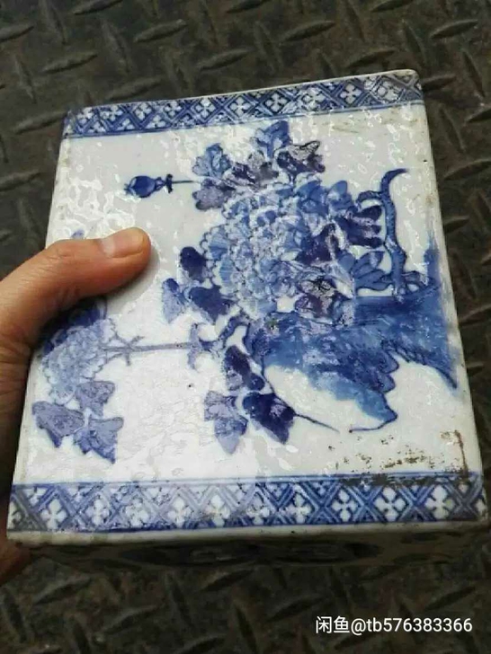 清朝清代乾隆青花砚保真包老文房用品文房件老...