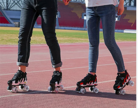 旱冰鞋 新款情侣轮滑鞋旱冰双排闪光成人专业...