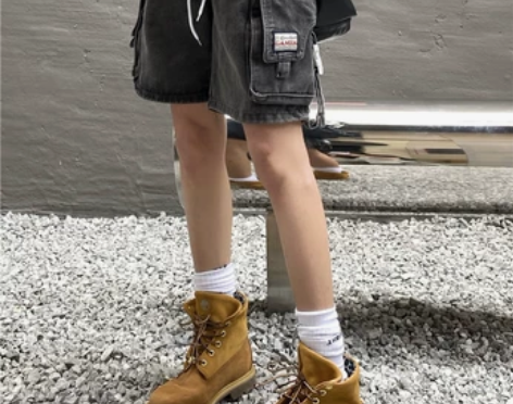 美式工装牛仔短裤女夏季新款嘻哈直筒高腰五分...