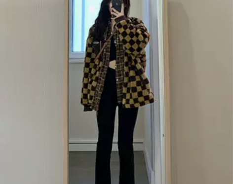 高腰弹力开叉牛仔裤女加绒2022年新款修身...