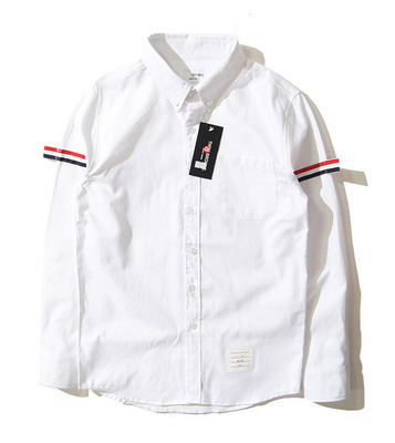 很仙的休闲潮牌府绸修身白色衬衣男女情侣款牛...