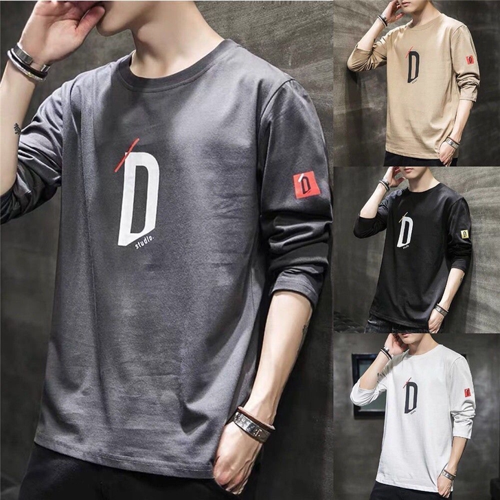 长袖t恤男士秋季宽松圆领韩版潮流春款内搭上...