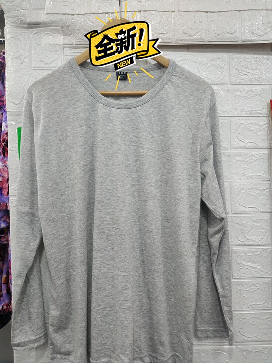 全棉男式圆领长袖T恤100%全棉支持批发
