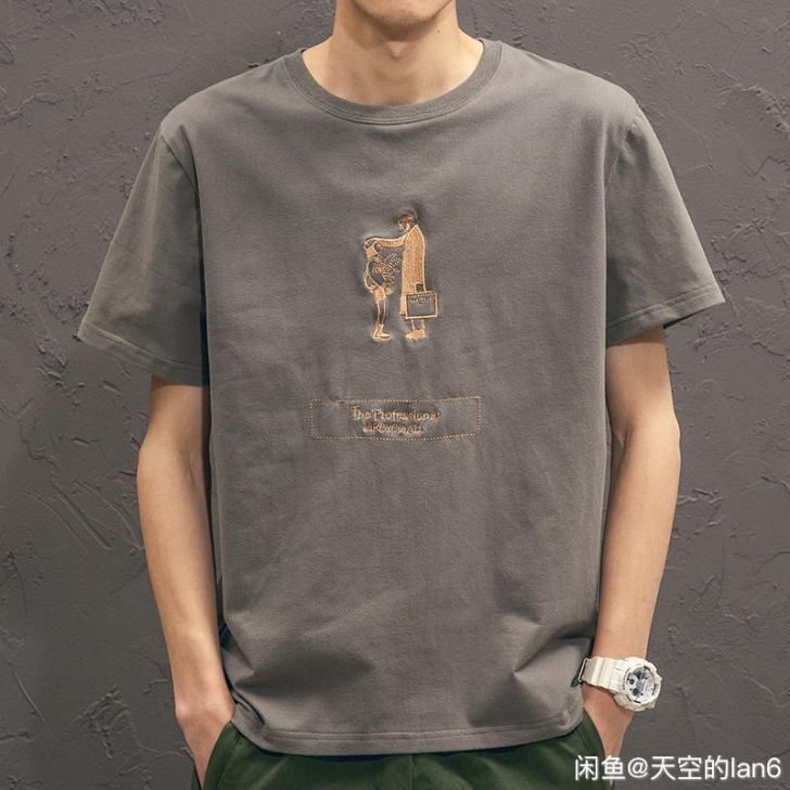 处理男士纯棉短袖手慢无100%纯棉夏刺绣潮...