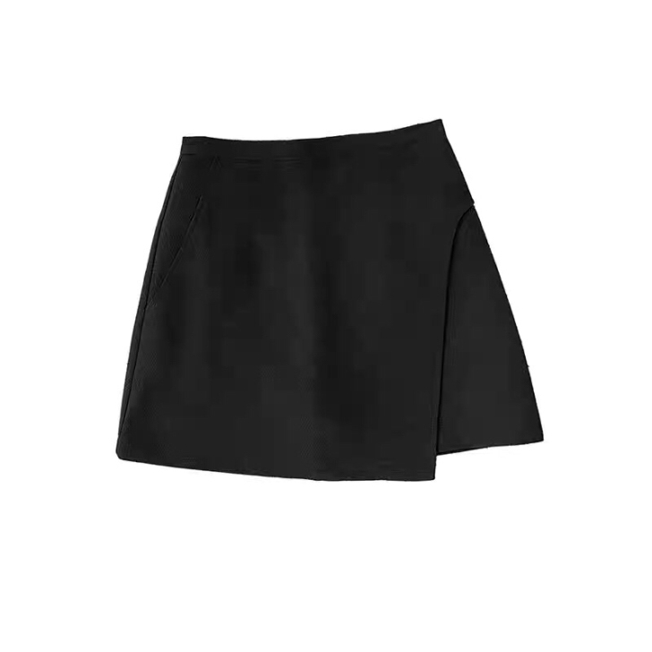 黑色高腰a字裙短裙不规则夏季显瘦学生裙