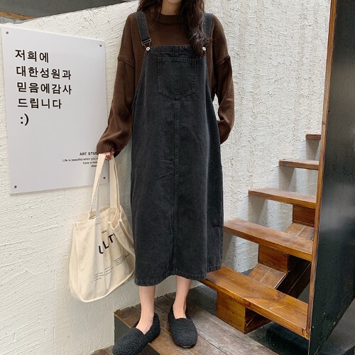 港风减龄ins牛仔背带裙女春秋韩版大码胖m...